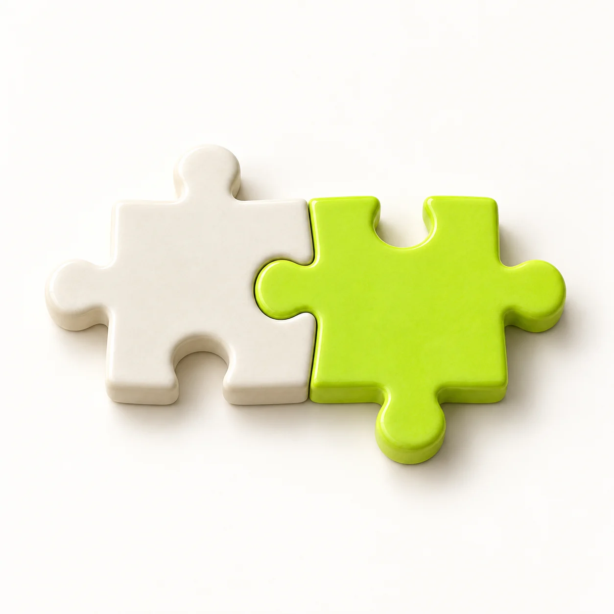 Two complementary puzzle pieces joined together